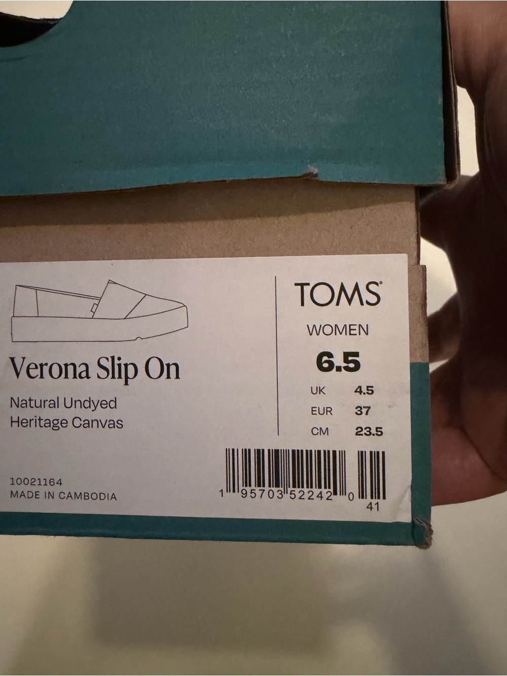 Toms Verona Slip On Natural Undyed Heritage New in box size 6.5 medium NWT - Picture 10 of 14